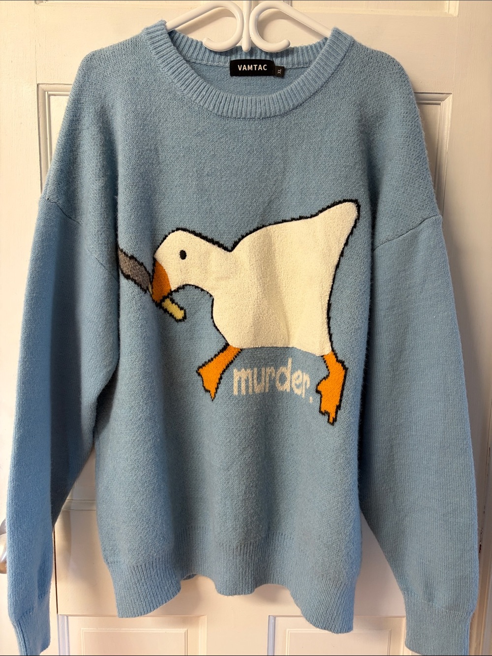Vamtac Aelfric Eden Murder Goose Light Blue Knit Sweater men’s XL women’s XXL
